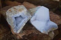 Natural Blue Lace Agate Geode Specimens  x 12 From Nsanje, Malawi - Toprock Gemstones and Minerals 