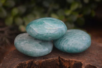 Polished Blue Amazonite Palm Stones  x 12 From Ambositra, Madagascar - Toprock Gemstones and Minerals 