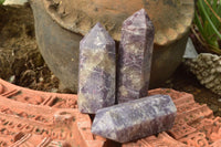 Polished Purple Lepidolite Towers With Pink Rubellite x 6 From Madagascar - TopRock