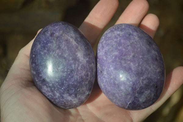 Polished Large Lepidolite Palm Stones  x 6 From Zimbabwe