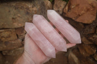 Polished Double Terminated Pink Rose Quartz Points  x 4 From Ambatondrazaka, Madagascar - TopRock