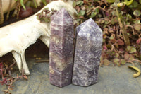 Polished Purple Lepidolite Towers With Pink Rubellite x 6 From Madagascar - TopRock