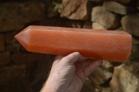 Polished Orange Twist Calcite Tower x 1 From Maevantanana, Madagascar