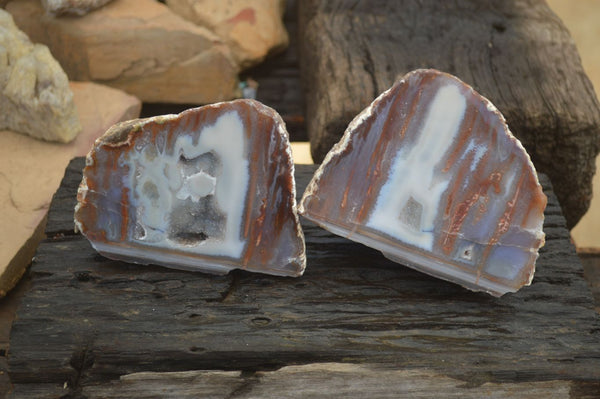 Polished One Side Polished Agate Free Forms  x 2 From Southern Africa