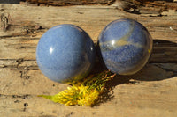 Polished Beautifully Blue Lazulite Spheres x 2 From Madagascar - TopRock