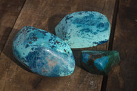 Polished Blue Shattuckite Free Forms  x 3 From Namibia