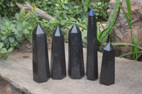 Polished Black Basalt Points  x 5 From Madagascar