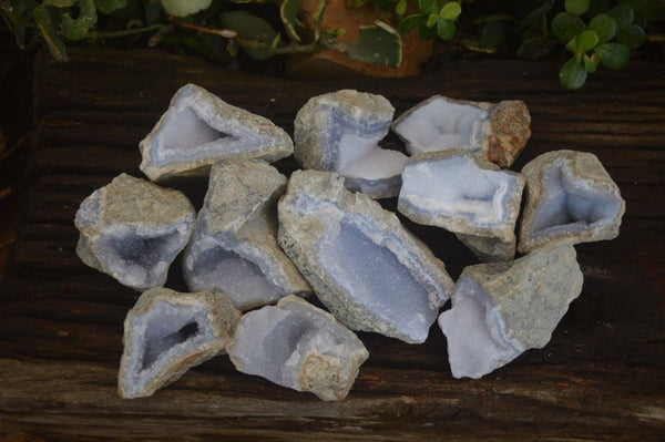 Natural Blue Lace Agate Geode Specimens  x 12 From Nsanje, Malawi