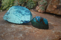 Polished Blue Shattuckite Free Forms  x 3 From Namibia