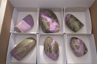 Polished  Stichtite & Serpentine Standing Free Forms x 6 From Barberton, South Africa