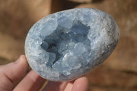 Polished Blue Celestite Egg Geodes  x 2 From Sakoany, Madagascar