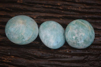 Polished Blue Amazonite Palm Stones  x 12 From Ambositra, Madagascar - Toprock Gemstones and Minerals 