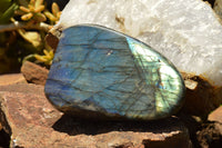 Polished Labradorite Standing Free Forms With Intense Blue & Gold Flash x 2 From Sakoany, Madagascar - TopRock