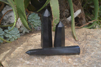 Polished Black Basalt Points  x 5 From Madagascar