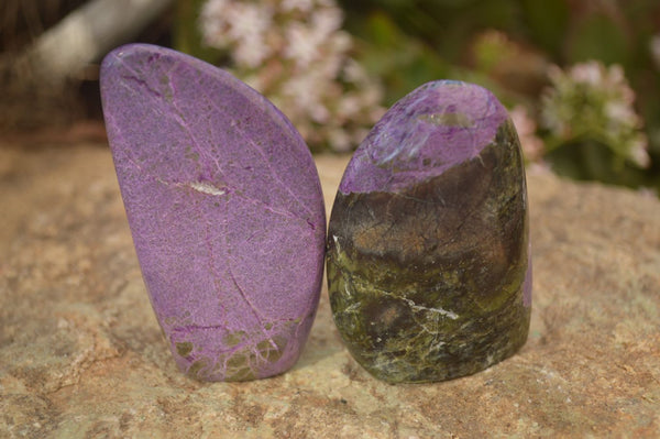 Polished  Stichtite & Serpentine Standing Free Forms x 6 From Barberton, South Africa