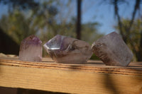 Polished Smokey Window Amethyst Points x 3 From Madagascar