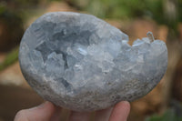 Polished Blue Celestite Crystal Centred Egg x 1 From Sakoany, Madagascar - Toprock Gemstones and Minerals 