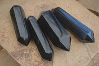 Polished Double Terminated Black Basalt Points  x 4 From Madagascar - Toprock Gemstones and Minerals 