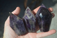 Polished Dark Purple Chevron Amethyst Points  x 6 From Zambia - Toprock Gemstones and Minerals 