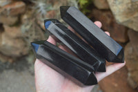 Polished Double Terminated Black Basalt Points  x 4 From Madagascar - Toprock Gemstones and Minerals 