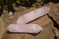 Polished Double Terminated Pink Rose Quartz Points  x 4 From Ambatondrazaka, Madagascar - TopRock