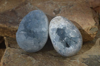 Polished Blue Celestite Egg Geodes  x 2 From Sakoany, Madagascar