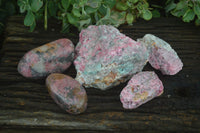 Natural Rough & Polished Rhodonite Specimens  x 5 From Zimbabwe - TopRock