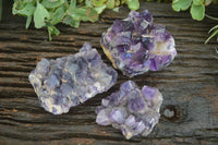 Natural Dark Purple Amethyst Clusters  x 3 From Mapatizya, Zambia - TopRock