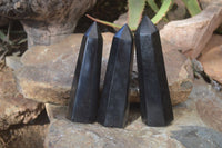 Polished Black Basalt Points  x 5 From Madagascar