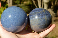 Polished Beautifully Blue Lazulite Spheres x 2 From Madagascar - TopRock