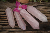 Polished Double Terminated Pink Rose Quartz Points  x 4 From Ambatondrazaka, Madagascar - TopRock