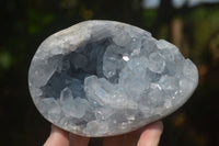 Polished Blue Celestite Crystal Centred Egg x 1 From Sakoany, Madagascar - Toprock Gemstones and Minerals 