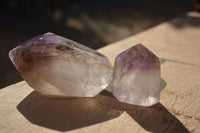 Polished Smokey Window Amethyst Points x 3 From Madagascar