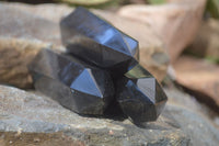 Polished Black Basalt Points  x 5 From Madagascar