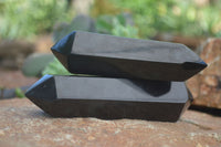 Polished Double Terminated Black Basalt Points  x 4 From Madagascar - Toprock Gemstones and Minerals 