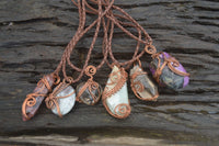 Polished Mixed Copper Wire Wrapped Pendants  x 6 From Madagascar