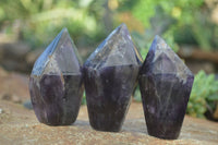 Polished Dark Purple Chevron Amethyst Points  x 6 From Zambia - Toprock Gemstones and Minerals 