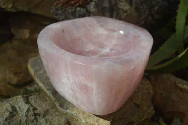 Polished Deep Rose Quartz Bowl x 1 From Ambatondrazaka, Madagascar