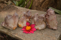 Natural Red Hematoid Phantom Quartz Clusters  x 4 From Karoi, Zimbabwe - TopRock