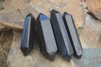 Polished Double Terminated Black Basalt Points  x 4 From Madagascar - Toprock Gemstones and Minerals 