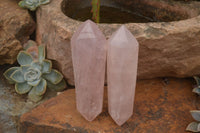 Polished Double Terminated Pink Rose Quartz Points  x 4 From Ambatondrazaka, Madagascar - TopRock