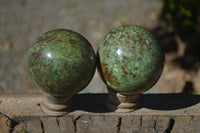 Polished Green Chrysoprase Spheres  x 4 From Ambatondrazaka, Madagascar - Toprock Gemstones and Minerals 