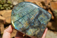 Polished Labradorite Standing Free Forms With Intense Blue Flash x 2 From Sakoany, Madagascar - TopRock