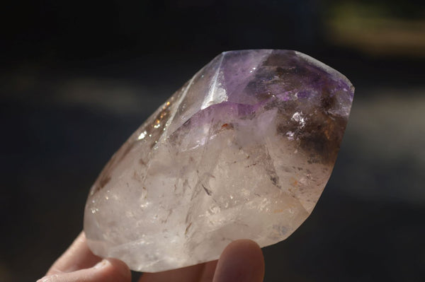 Polished Smokey Window Amethyst Points x 3 From Madagascar