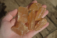 Natural Honey Aragonite Etched & Cobbed Pieces  x 35 From Namibia