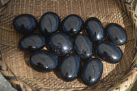 Polished Schorl Black Tourmaline Palm Stones  x 12 From Madagascar - Toprock Gemstones and Minerals 