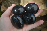 Polished Schorl Black Tourmaline Palm Stones  x 12 From Madagascar - Toprock Gemstones and Minerals 