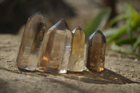 Polished Wispy Phantom Smokey Quartz Points x 20 From Madagascar