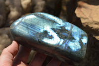 Polished Labradorite Standing Free Forms With Intense Blue Flash x 2 From Sakoany, Madagascar - TopRock