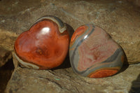 Polished Polychrome Jasper Hearts  x 6 From Mahajanga, Madagascar